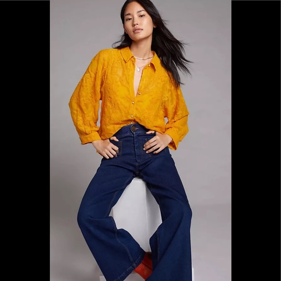 Anthropologie Forever That Girl Embroidered Lace Buttondown In Assorted - Picture 1 of 5